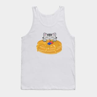 Cute grey cat eating a pancake Tank Top